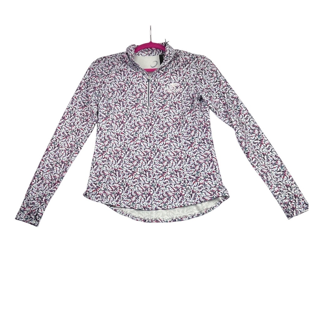 Zero Restriction Renae Zip Mock Golf Pullover Mardi Gras Print Long Point XS